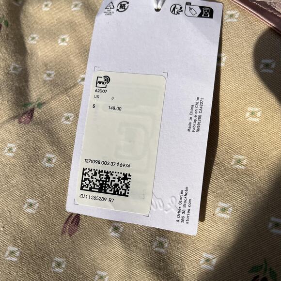 & Other Stories Dress Womens 8 Pink Satin Wrap Midi Crinkle A Line Shiny NWT - Picture 3 of 8